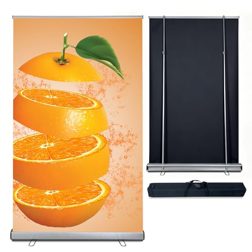 60" W x 72 ～ 90" H, heavy-duty Retractable Roll up Banner Stand，Height adjustable，with Padded Carrying Bag ，for Trade Shows, Conferences, Promotional Events (STAND ONLY) - size: 60"