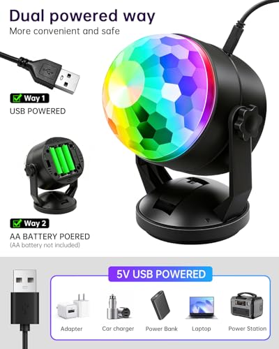 Luditek Portable Disco Ball Party Lights Sound Activated Battery Powered | Karaoke Dancing Strobe Lights for Indoor Outdoor Christmas Halloween Party Decorations Supplies for Car Home