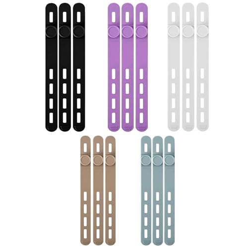 15 Pcs Silicone Cable Ties, Reusable Cord Organizers for Charger Cables, Hair Dryer, Home Office Desk, Flexible Cord Wraps for Electrical Wires Management