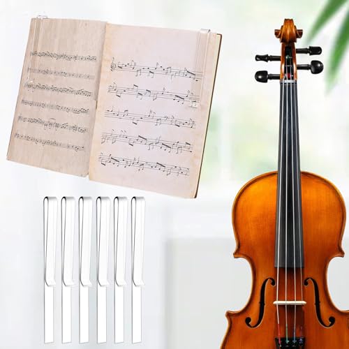 6 Pcs Music Stand Clips, Clear Acrylic Music Book Stand Page Holder Clip to Hold Book Open, Piano Book Holder Clips for Wind for Musician Composer Pianist Outdoor Gig Rehearsal Easy Reading