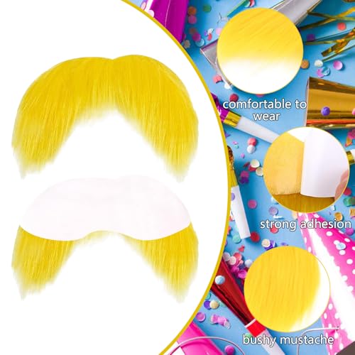 NUMJAW Yellow Mustache Costume Adhesive Mustache Eyebrows The Yellow Hat Monster Costume Fake Mustache Eyebrows Cosplay Costume Accessories Funny Party Favors Book Week Costume Accessories
