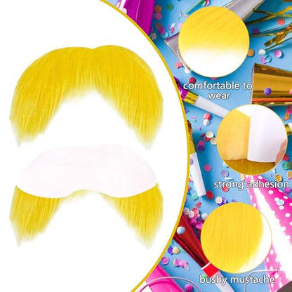 NUMJAW Yellow Mustache Costume Adhesive Mustache Eyebrows The Yellow Hat Monster Costume Fake Mustache Eyebrows Cosplay Costume Accessories Funny Party Favors Book Week Costume Accessories