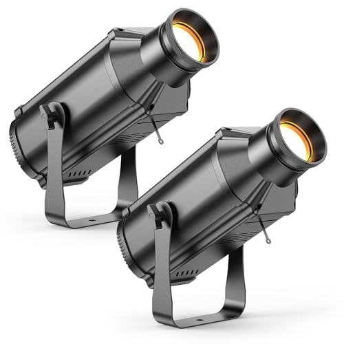 LEKO Profile Stage Spotlights, 100W Cool & Warm White COB Lights,3200K-5600K, Zoom Control & DMX512 Par Ellipsidal Lights, 6CH Manual Focus LED Spotlights for Show Stage Event, 2 Pack - color: 2 Pack, size: Warm White+Cool White