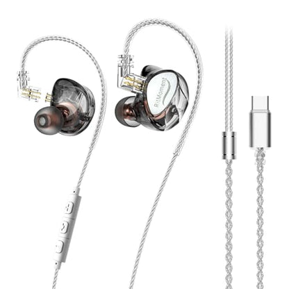 RitMoment IE10 Wired Earbuds - Professional IEM Earphones, Clear Sound & Deep Bass, Dual Magnetic Dynamic Driver, in Ear Monitors for Musicians, Audiophiles & Gamers (USB-C Plug with Mic, Black) - style: USB-C with Mic