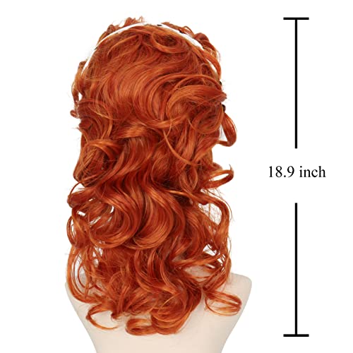 Miss U Hair Long Curly Ginger Red Wig Copper Red 50's Housewife Wig for Women Adult Halloween Costume - color: Orange