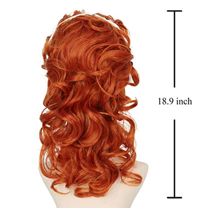 Miss U Hair Long Curly Ginger Red Wig Copper Red 50's Housewife Wig for Women Adult Halloween Costume - color: Orange