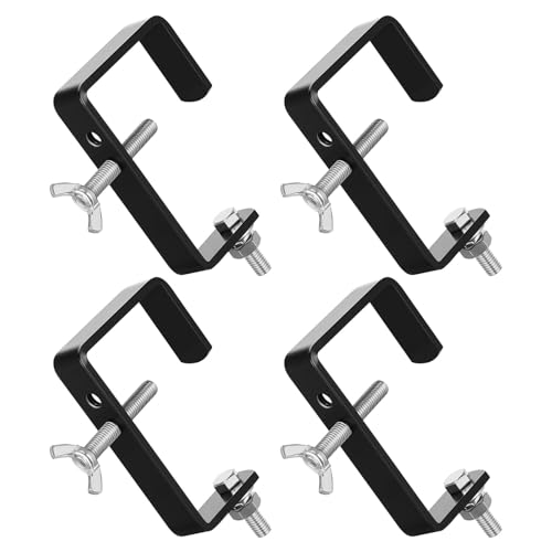 Zonon 4 Pack Square Tube Truss Clamp Hook, Heavy Duty Stage Light Clamp for Square Truss 40-60mm OD, Galvanized Iron DJ Light Holder for Moving Head Par Spotlight, 88 Lbs / 40kg Load (Black) - size: Black