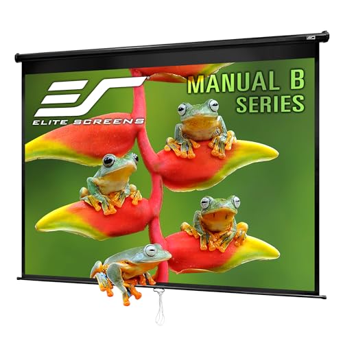 Elite Screens Manual B, 120-INCH 4:3, Manual Pull Down Projector Screen 4K / 8K Ultra HDR 3D Ready with Slow Retract Mechanism, 2-YEAR WARRANTY, M120V - color: Black, size: 120 INCH, style: 4:3