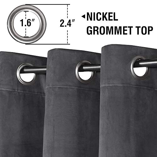 H.VERSAILTEX Room Darkening Velvet Curtains for Living Room, 95" L, Grey - color: Grey, size: 52"W x 95"L (Pack of 2)