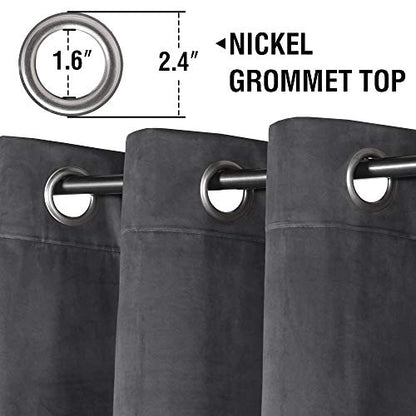 H.VERSAILTEX Room Darkening Velvet Curtains for Living Room, 95" L, Grey - color: Grey, size: 52"W x 95"L (Pack of 2)