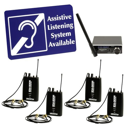 VocoPro Wireless in Ear Monitor System with 4 Bodypack Receivers, 900 MHz UHF, Stereo IEM Network, Ear Monitors for Musicians, Church, and Live Event Translation - IEM-900-ST4