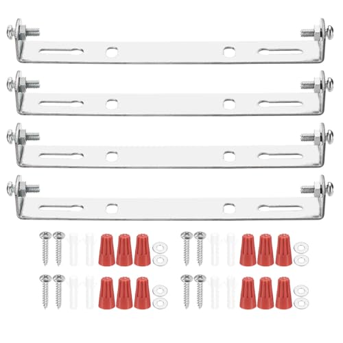 4 Set 135mm 5.31" Mounting Bracket Kit Silver Tone w/Screws | Universal Light Fixture, Ceiling Light Plate, for Chandeliers - size: 135mm (5.31")