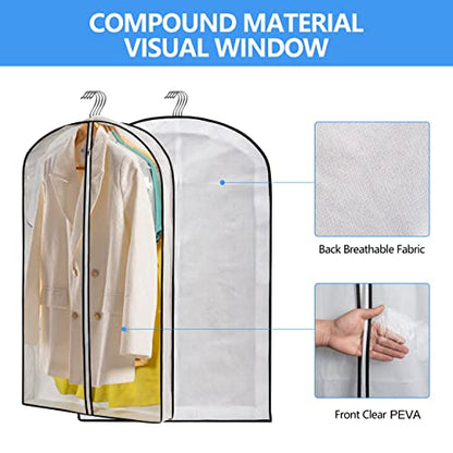 Mskitchen Hanging Clothes Storage with 4" Gusseted Garment Covers (Set of 6) - Clear Suit, Dress, Sweater, Shirt Protectors - 24"x 40"x 4" / 6 Pack - size: 24"x40"x4"/ 6 Pack