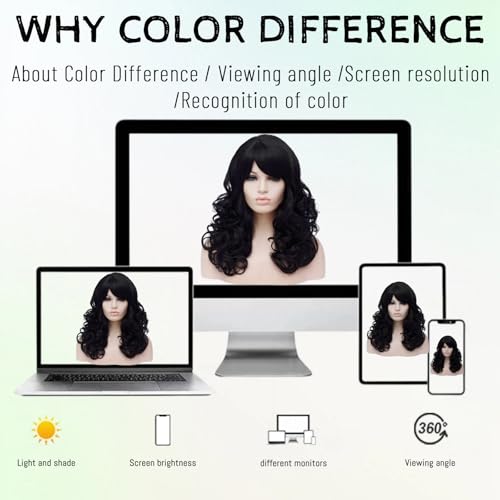 Cying Lin 18" Long Curly Black Beehive Wigs Heat Resistance Fiber Synthetic Hair Party Cosplay Wigs Peluca (Black) - color: Black