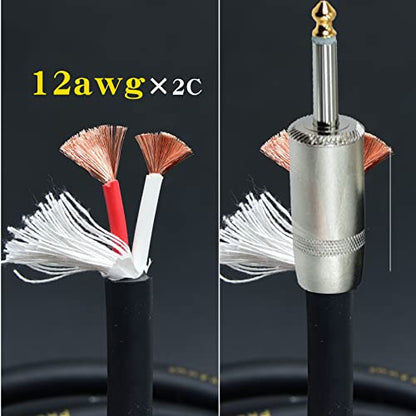 Speak on 2Pcs Professional Speakon to 1/4 Inch ts Speaker Cable for pa Jack Pair 12awg Gauge Male Audio Port Plug Amplifier Connection dj amp Heavy Duty bocina Cord Wire ft with Twist Lock(15 feet)ft - size: 15ft