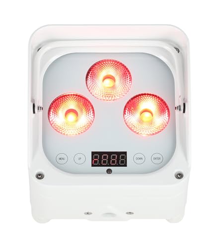 Rockville Wet PAR 50 White DJ Light with 2.4Ghz Wireless DMX, 2-Pack | 24-Hour Rechargeable Battery, RGBWA+UV LEDs, RF Remote, IP64 Waterproof, 3/4/6/10-Channel Modes