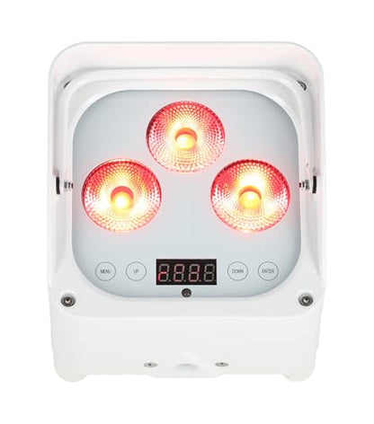 Rockville Wet PAR 50 White DJ Light with 2.4Ghz Wireless DMX, 2-Pack | 24-Hour Rechargeable Battery, RGBWA+UV LEDs, RF Remote, IP64 Waterproof, 3/4/6/10-Channel Modes