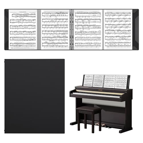 Sheet Music Folder, Piano Sheet Music Binder 4 Page Expand, A4 Size 52 Pages Capacity, Writable Choir Folder for Holding Sheet Music and Storing Files, Black - style: 4 Page Music Folders