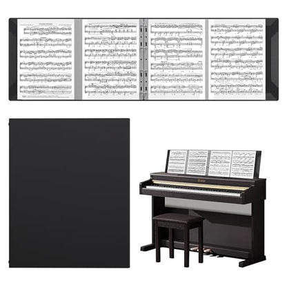 Sheet Music Folder, Piano Sheet Music Binder 4 Page Expand, A4 Size 52 Pages Capacity, Writable Choir Folder for Holding Sheet Music and Storing Files, Black - style: 4 Page Music Folders