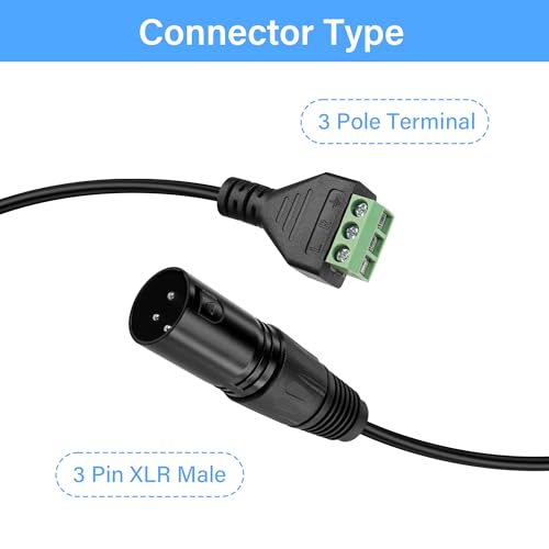 GINTOOYUN XLR Cable 3 Pin XLR Male to 3 Pin Terminal Converter Adapter Cable for Speakers,Microphone,Sound Equipments,Live Performance & Recording(33cm) - style: Male