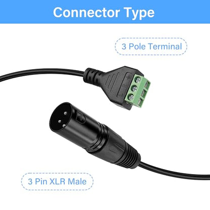GINTOOYUN XLR Cable 3 Pin XLR Male to 3 Pin Terminal Converter Adapter Cable for Speakers,Microphone,Sound Equipments,Live Performance & Recording(33cm) - style: Male