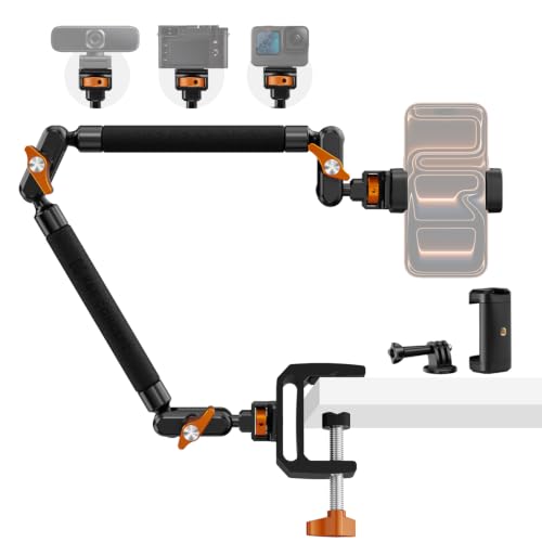 K&F CONCEPT 22" Magic Arm with Desk C-Clamp, Overhead Desk Camera Mount