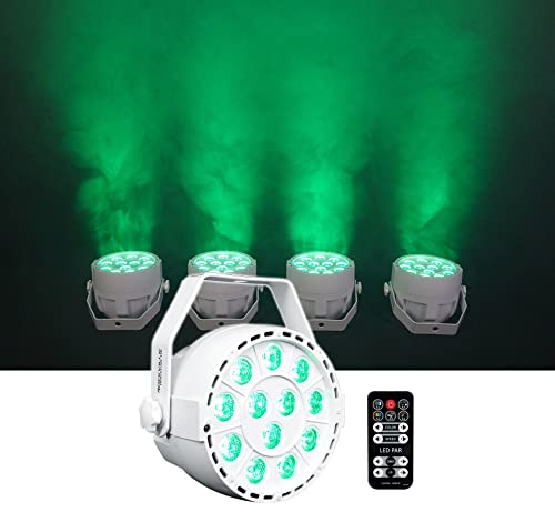 Rockville RockPAR TRI White LED RGB Compact Par Can DJ Wash Light, 2-Pack | Remote Included, Sound Activated, Strobe, Color Mixing, Daisy Chain, 12 Tri-Color LEDs, 7 DMX Channels, 16.7 Million Colors