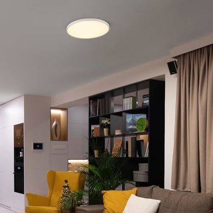 Maxxima 24" White LED Flush Mount Ceiling Light Fixture, 3300 Lumens, 5 CCT | 2700K/3000K/35000K/4000K/5000K, Round Color Selectable Panel Light, Dimmable, Suitable for Bathroom - size: 24 Inch