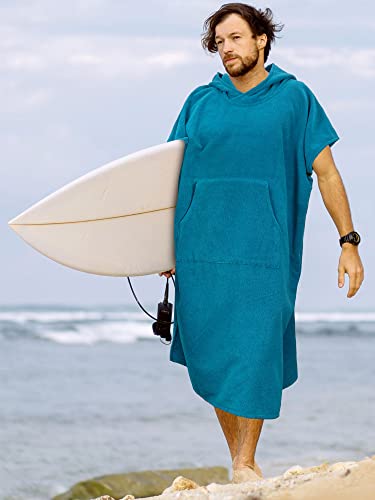 SUN CUBE Surf Poncho Changing Robe with Hood, Wetsuit Changing Hooded Towel | Thick Quick Dry Microfiber, Wetsuit Changing Towel, Surfing Beach Swim Outdoor Sports Cover Up, Adult Wearable Poncho - color: Sea Blue