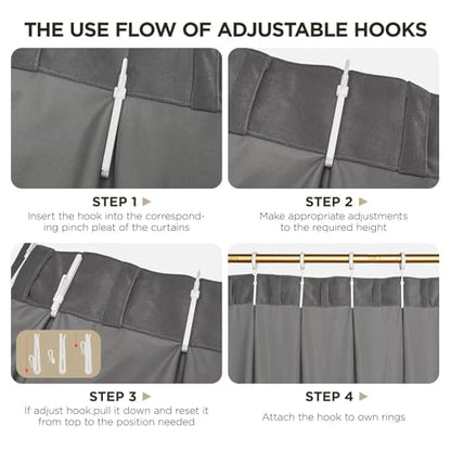 Joydeco Pinch Pleated Velvet Curtains 84 Inch Long 2 Panel Set for Living Room Bedroom, Back Tab Blackout Drapes with Adjustable Hooks (40”W x84”L,Grey) - color: Grey, size: 40"W x 84"L (Pack of 2)