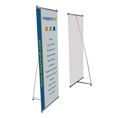 Vispronet L Banner Stand – 2.6ft x 6.8ft Banner Stand, 2.6lb Vertical Banner Stand for Tradeshows, Stand Up Banner with Aluminum Base & Clamping Rails, Portable Standing Banner for Retail Stores