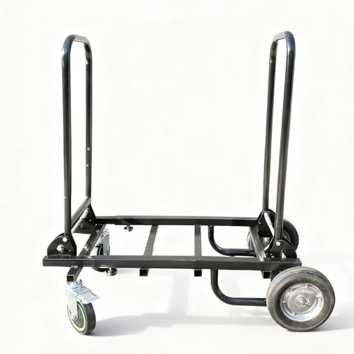 Gearlux 8-in-1 Heavy Duty Folding Utility Cart, 300 lb Capacity Convertible Dolly for Equipment & DJ Gear, Adjustable, Black Steel