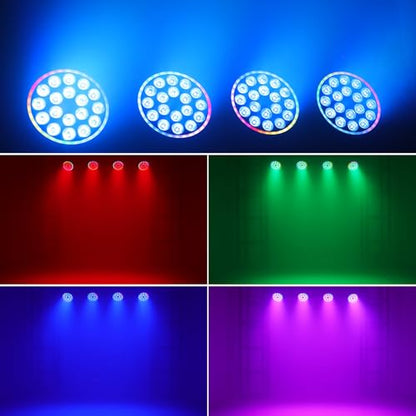 Telbum DJ Par Lights DMX, 70W 18LEDs RGBW Stage Par Light with Rainbow LED Strip Remote Control, Sound Activated DJ Lighting Uplights for Events Wedding Church Dance Party Club Music Live Show