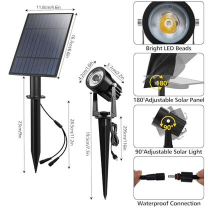 T-SUN Solar Spot Lights Outdoor, Dual Head Solar Spotlights, Warm White - color: Warm White, size: 2-IN-1