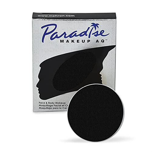 Mehron Makeup Paradise AQ - BLACK, Water-Activated Face & Body Paint - color: Black, size: 0.25 Ounce