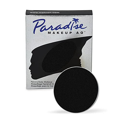 Mehron Makeup Paradise AQ - BLACK, Water-Activated Face & Body Paint - color: Black, size: 0.25 Ounce