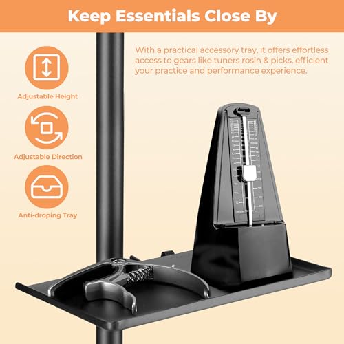 Vangoa Sheet Music Stand, Professional Portable Music Stand for Sheet Music with Violin Hanger, Folding Sheet Music Folder Music Instrument Stand with Carrying Bag, MD-3 - size: Music Stand + Violin Hanger
