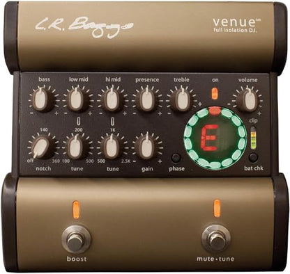 L.R. Baggs Venue DI Acoustic Guitar Preamp Direct Box Studio and Stage Pedal Tonebird Bundle with Cable, Polish Cloth, Dunlop Picks, Tonebird 9V Adapter