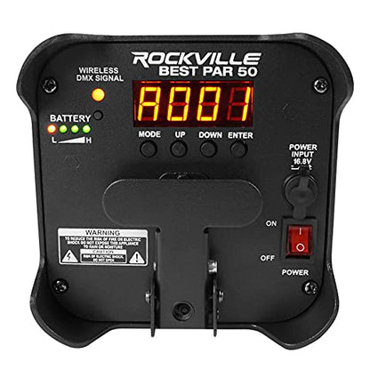 Rockville Best PAR 50 Black Rechargeable Par Wash Uplight, Wireless DMX | 15-Hour Rechargeable Battery, RGBWA, UV, IRC Remote, Sound Activated, Flicker Free, 6500 Lux, 4x6W LEDs - color: Black