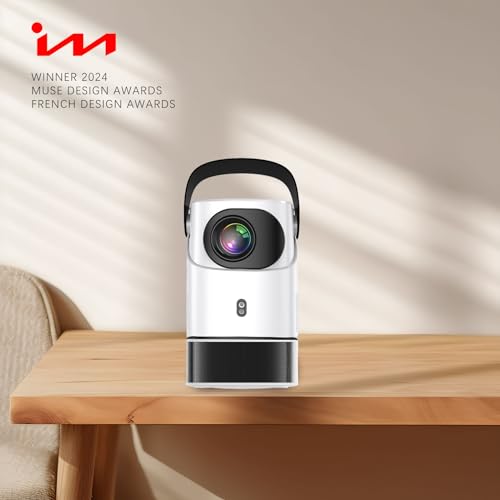 Unitedtime Projector with InStand Handheld bracket Portable WiFi and Bluetooth Native 1080p Support 4K for Home Theater Support HDMI, USB, PC, TV Box TS2