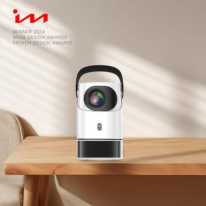 Unitedtime Projector with InStand Handheld bracket Portable WiFi and Bluetooth Native 1080p Support 4K for Home Theater Support HDMI, USB, PC, TV Box TS2
