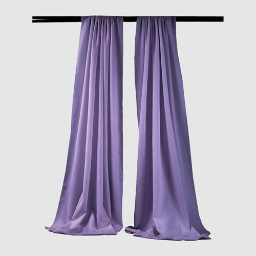 New Creations Fabric & Foam Inc, 5 Feet Wide by 9 Feet High Polyester Backdrop Drape Curtain Panel (2 Panels 5 Ft Wide x 9 Ft High) (Dark Lilac) - color: Dark Lilac