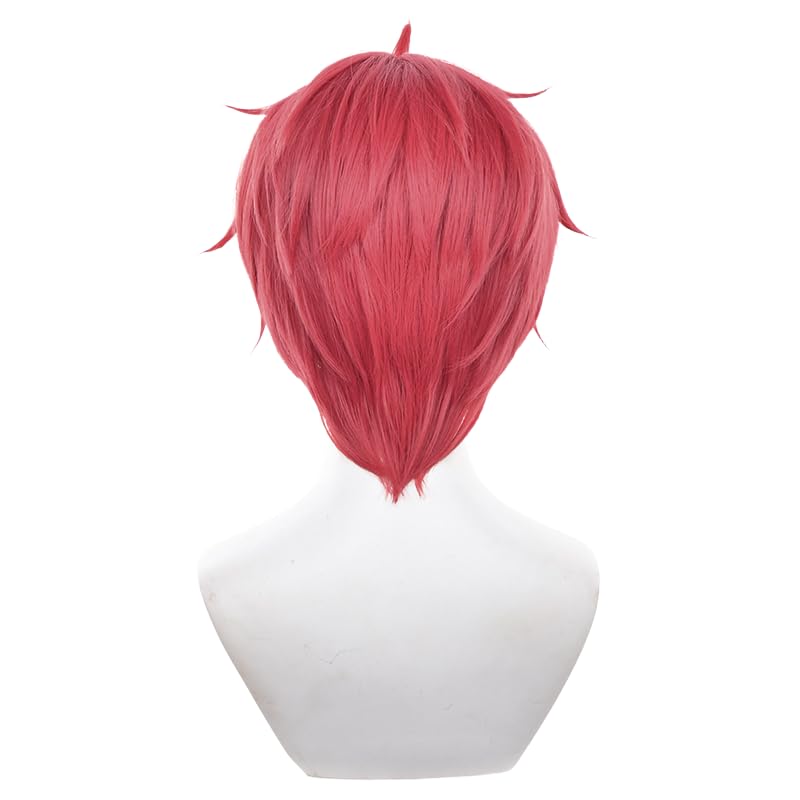 Red Short with Bangs Cosplay Wig Replacement Wig Heat Resistan Synthetic Fiber Hairs for Uniex Adult Cos Halloween Christmas Anime Party - color: Red