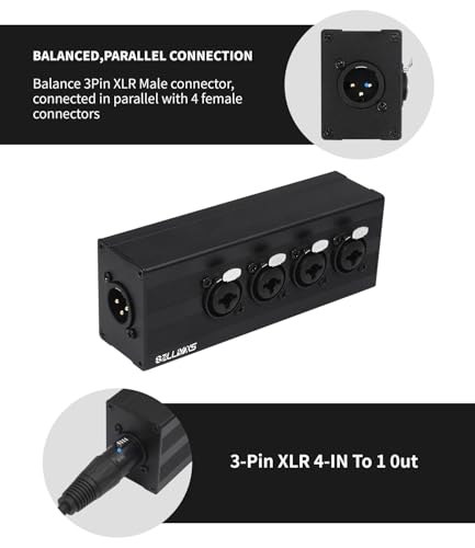 3 Pin XLR 1 Male to 4 Female Splitter,4 Way 1/4 TRS& XLR Input to one-Output Parallel Connection Adapter,Four 6.35mm Microphone inputs Converted to one Output - color: XLR 1 F TO XLR+1/4 F