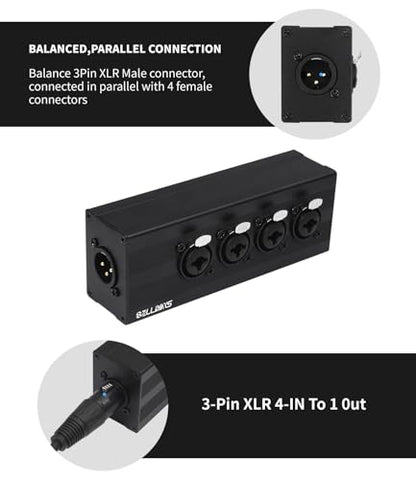 3 Pin XLR 1 Male to 4 Female Splitter,4 Way 1/4 TRS& XLR Input to one-Output Parallel Connection Adapter,Four 6.35mm Microphone inputs Converted to one Output - color: XLR 1 F TO XLR+1/4 F