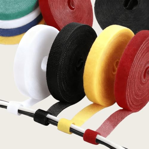Hook and Loop Tape - 32ft x 0.4" Self Adhesive Strips Roll, Strong Sticky Double Sided Adhesive Tape for Cable Management, Wire Ties, Garden Plants, Reusable Fastening Ties (Yellow) - color: Yellow, size: 0.4IN/32FT