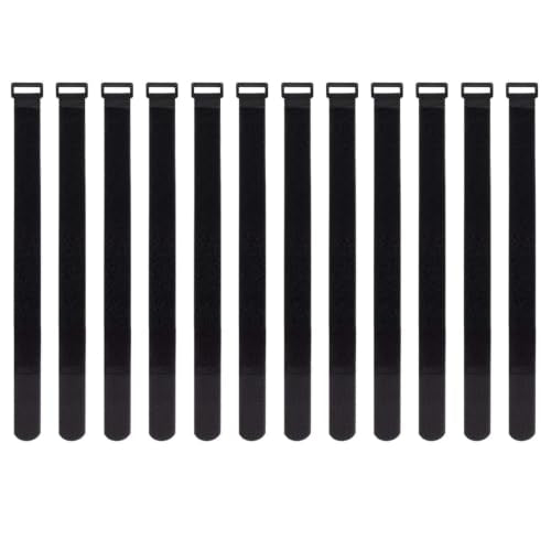 12 Pack Extra Large Reusable Fastening Straps, 1 x 24 Inch Heavy Duty Cinch Straps with Buckle, Hook and Loop Cable Tie Down Straps for Building Materials, Wood, Pipe, Yoga Mats, Camping