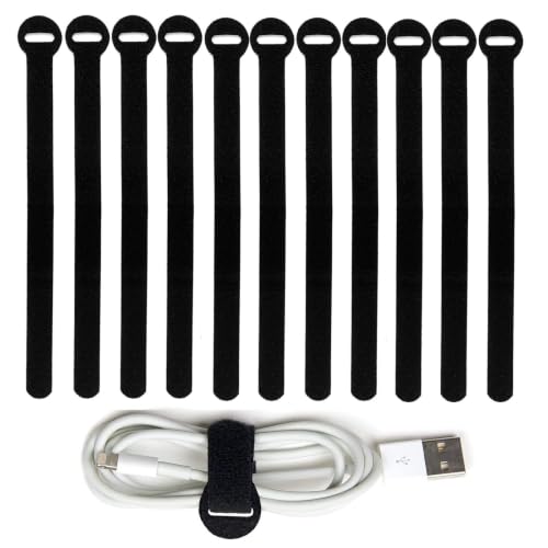 200PCS Reusable Cable Ties, 8-Inch Multi-Purpose Cable management Hook & Loop Cable Straps Wire Ties, Adjustable Fastening Cord Organizer, Cord Organizer for Home, Office and Data Centers,Black. - size: 8"(200 Pack)