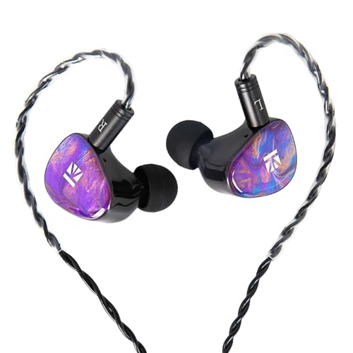 KBEAR KB02 Colorful Resin Shell in Ear Monitor Headphones, Bone Conduction Dynamic Driver Wired Earbuds, IEM Headphones HiFi Earphones with 2Pin 4N OFC Cable 3.5mm Plug for Singers Musicians, Purple - color: Purple