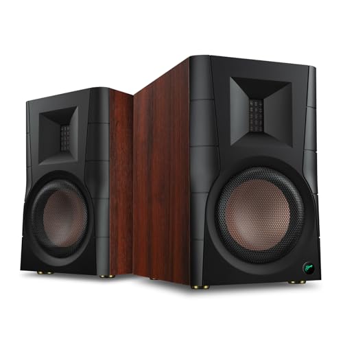 HiVi-Swans D200 Bluetooth Powered Bookshelf Speakers - Studio Monitor Speakers - Computer Speakers for TV/Turntable/PC/Monitor - 5 Inch Near Field 260w RMS - Wood Grain - style: D200